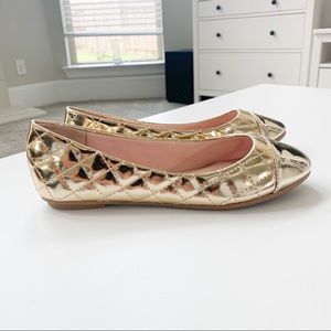 Used Forever Gold Quilted Flats Upgrade-14, size 8 (no box)